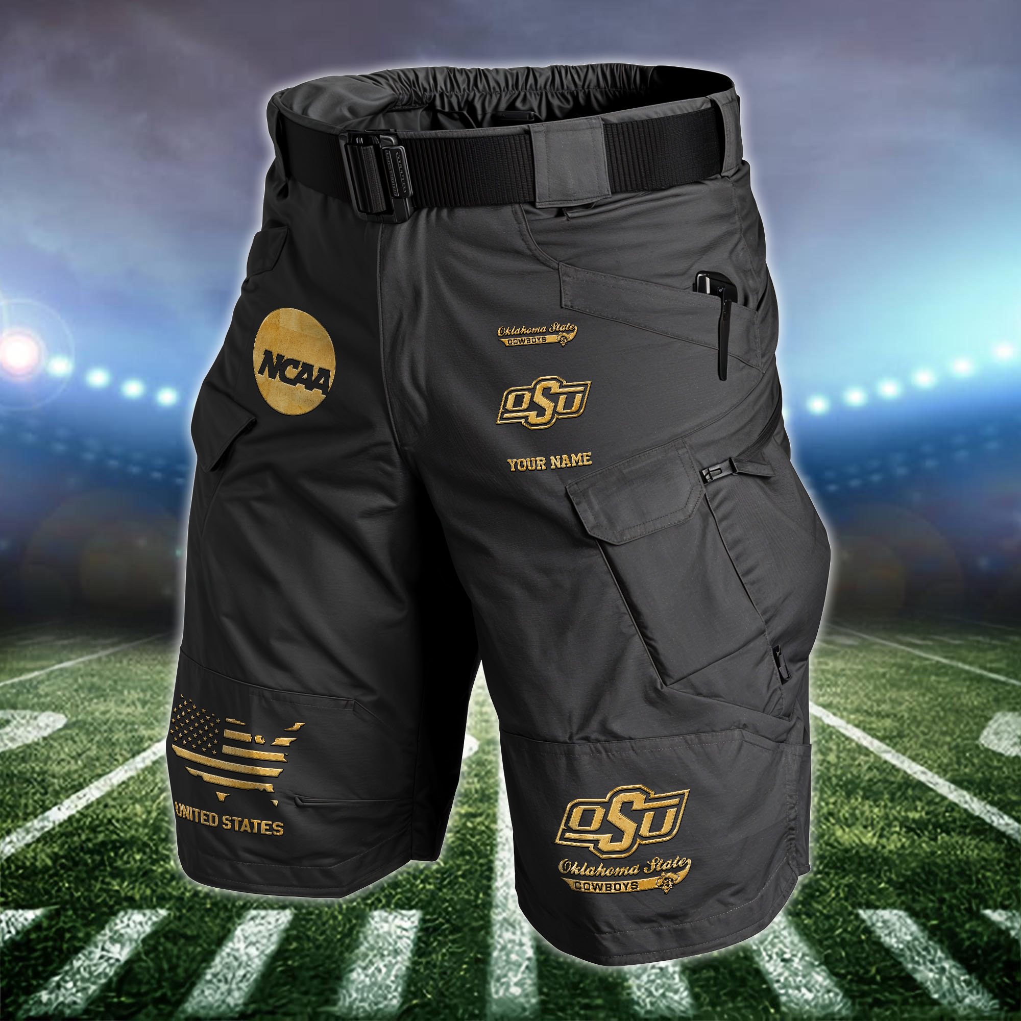 Oklahoma State Cowboys  Men Cargo Shorts Custom Your Name, Football Lovers Clothings, Gifts For Football Lovers  EHIVM-59960